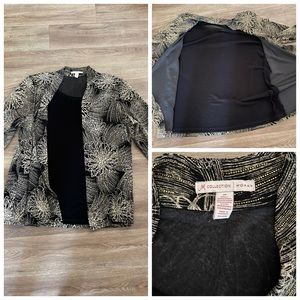 JM Collection Womens Tank And Cardigan Long Sleeve Blouse Gold Metallic.